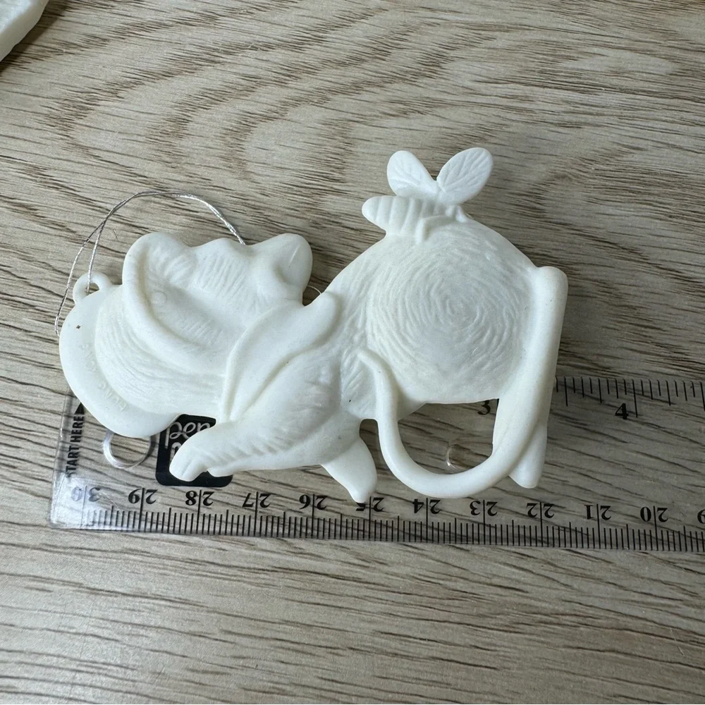 White Plastic Christmas Mice Flat Vintage Ornaments Lot Of 11 MCM Classic‎ Tacky